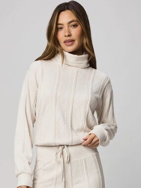 Splendid Cable Lounge Turtleneck Top